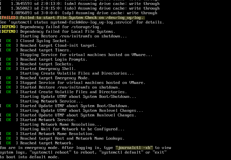 Failed to check /dev/log_vg/log